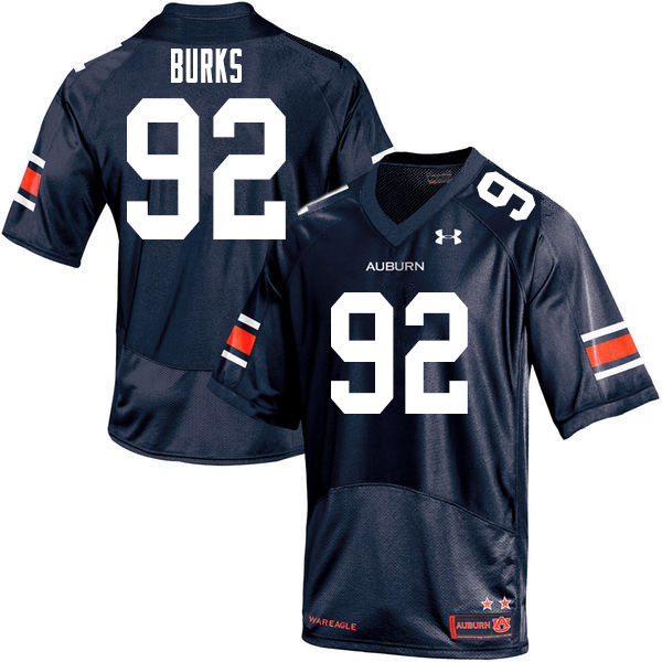 Men #92 Marquis Burks Auburn Tigers College Football Jerseys Sale-Navy